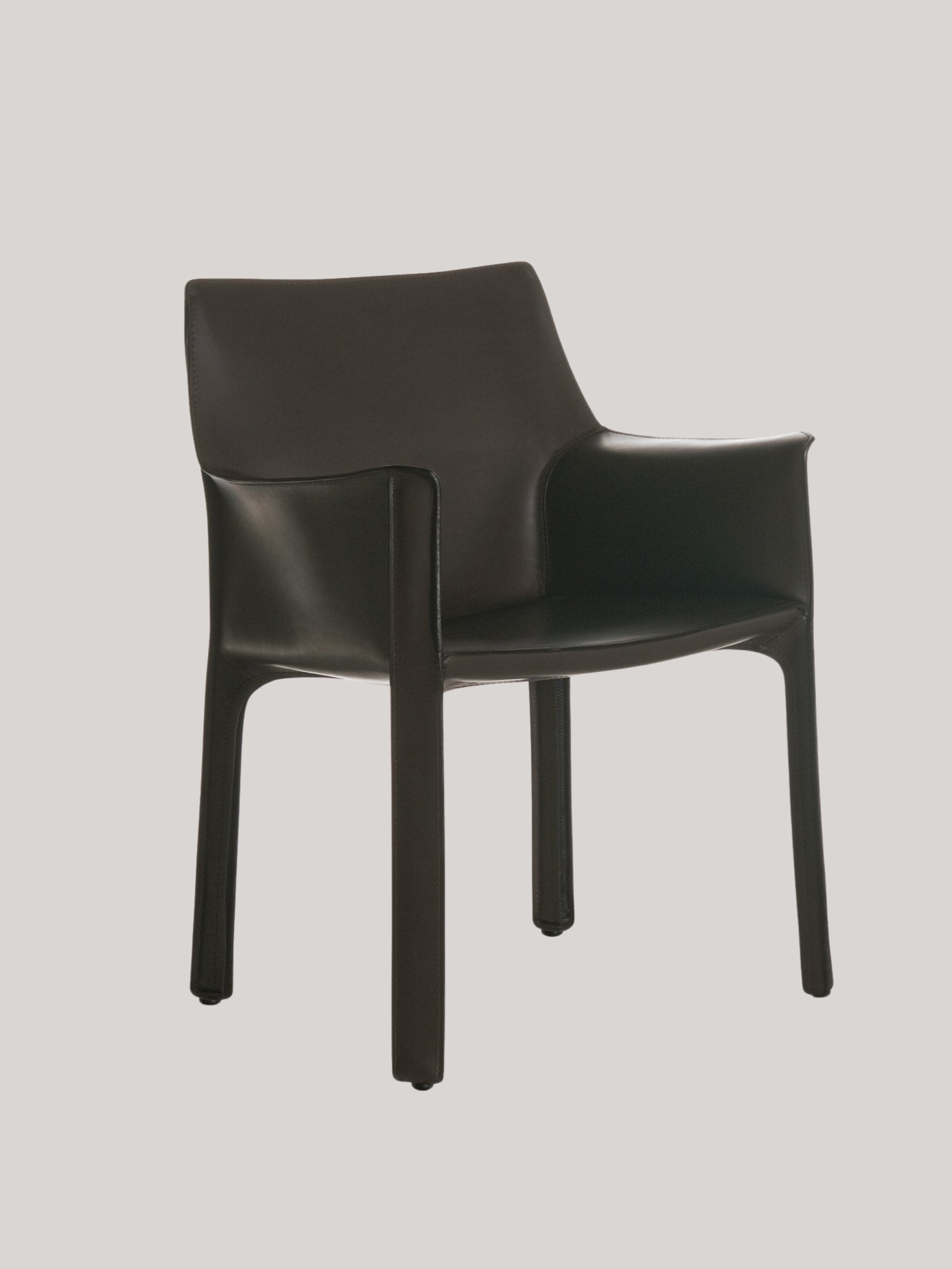 Cassina, Cab 413 Black Saddle Leather Armchair by Mario Bellini