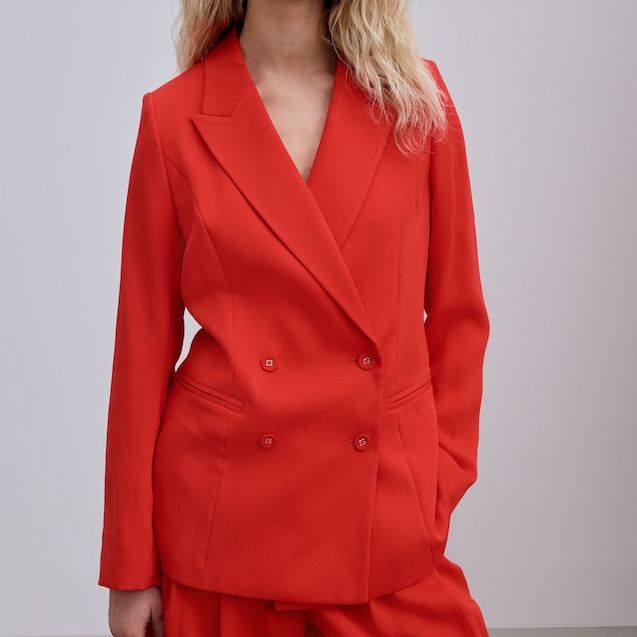 Next Relaxed Double Breasted Crinkle Blazer