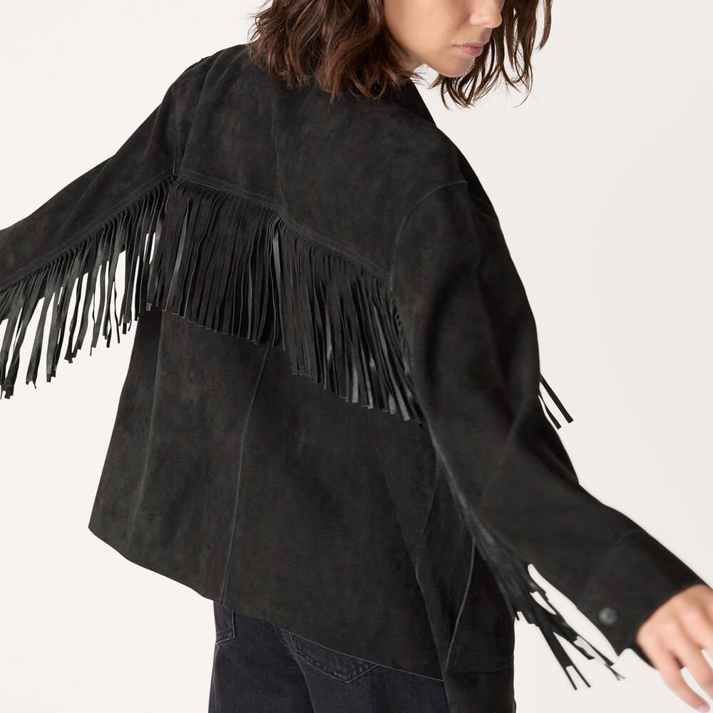 Black Tassel Suede Jacket
