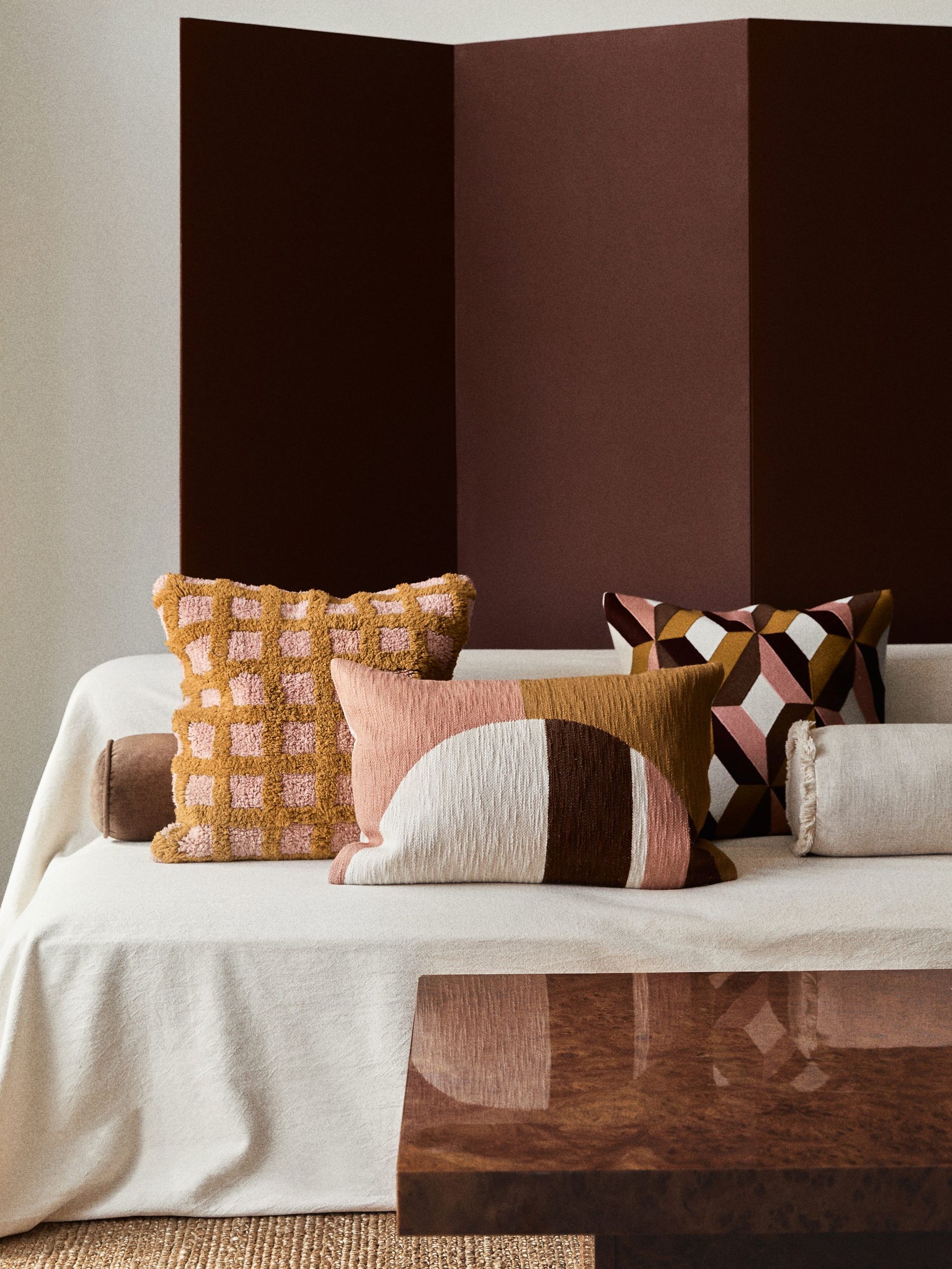 Block-Coloured Cotton Cushion Cover