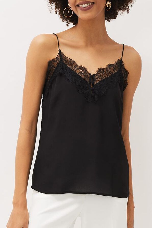 Rachael Lace Trim Silk Camisole