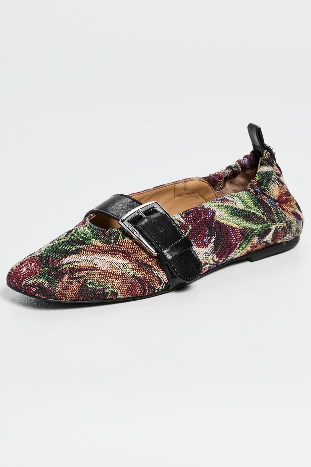 Ganni Butterfly Strap Ballerina Tapestry Flats