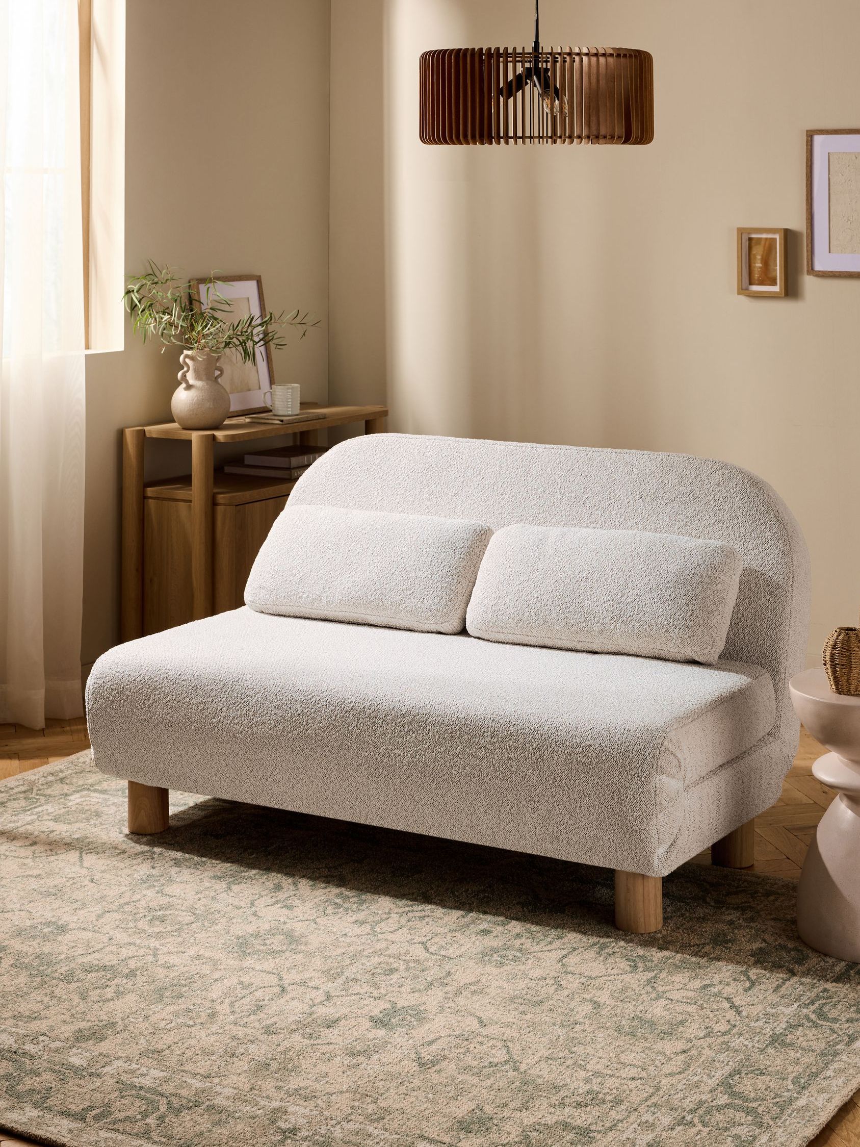 Casual Boucle Light Natural Palma Double Sofa Bed - Size One