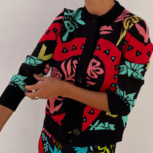 Never Fully Dressed bold patterned cardigan