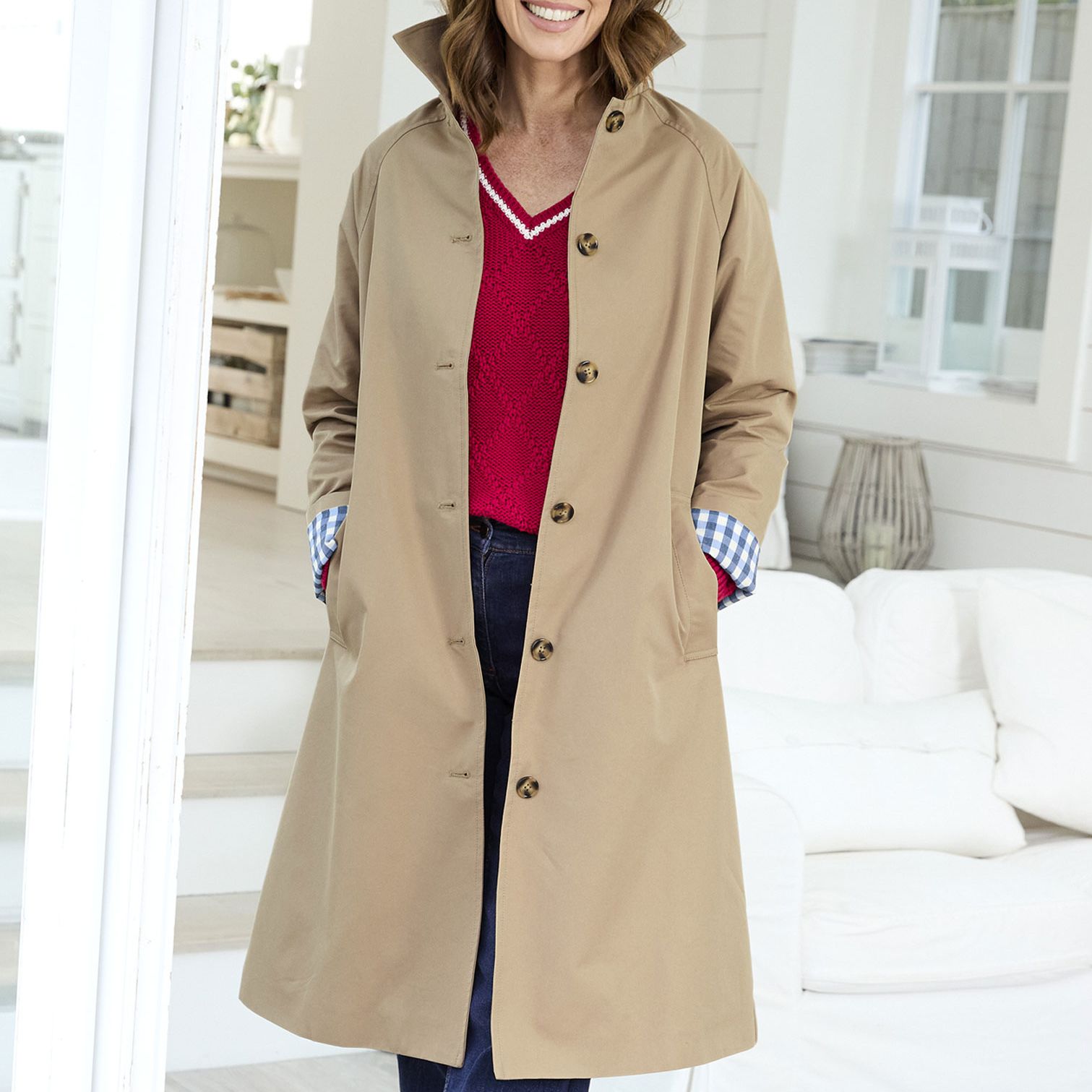 Size 8 Pecan Single Breasted Trench Coat