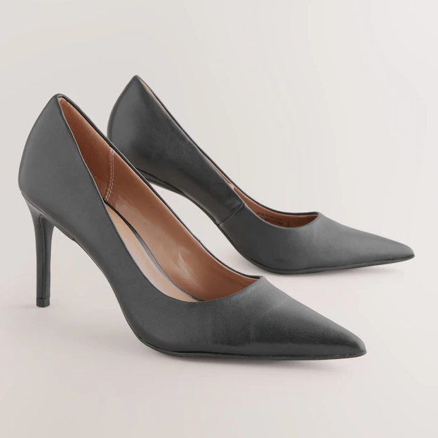 Next, Black Leather Court Shoes