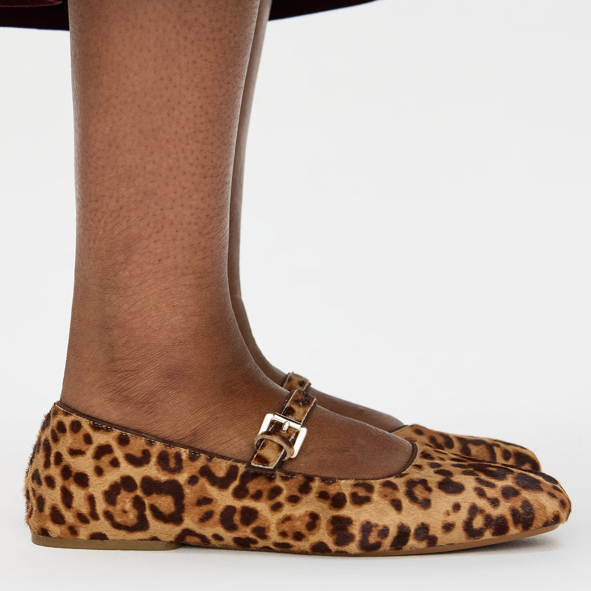 Oliver Bonas, Brown Leopard Print Leather Ballet Flats