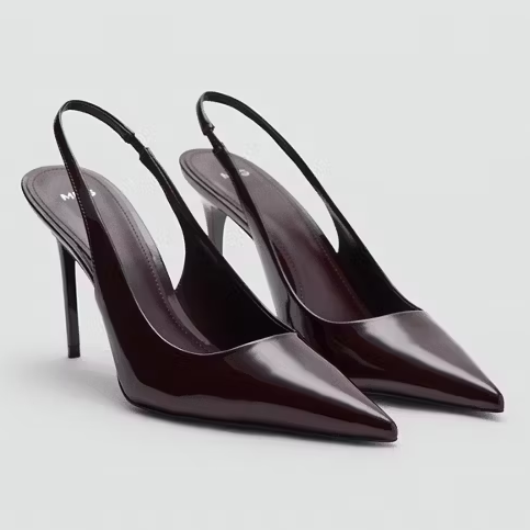 Mango, burgundy slingback heels
