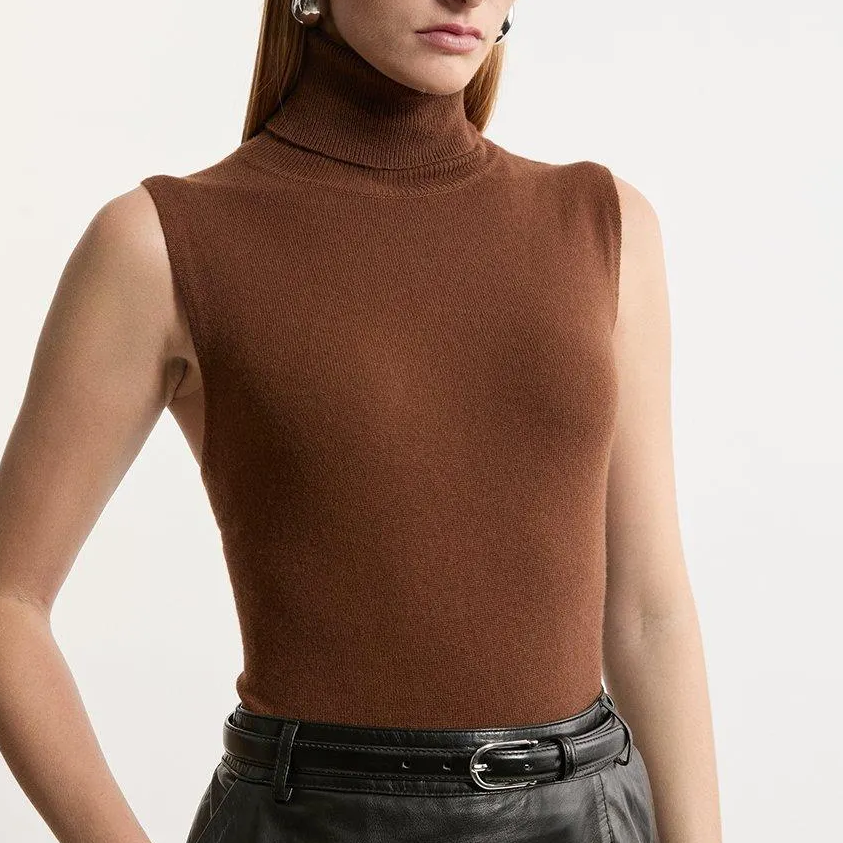 Karen Millen sleeveless brown knit top
