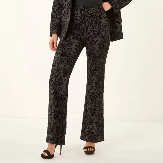 black patterned tailored trousers