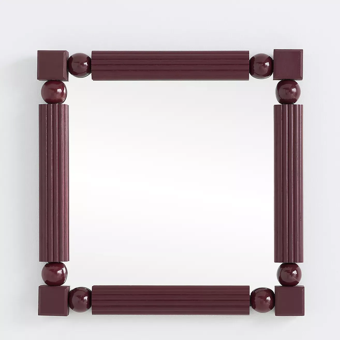Benedicta Wood Bead Petite Square Gallery Wall Mirror