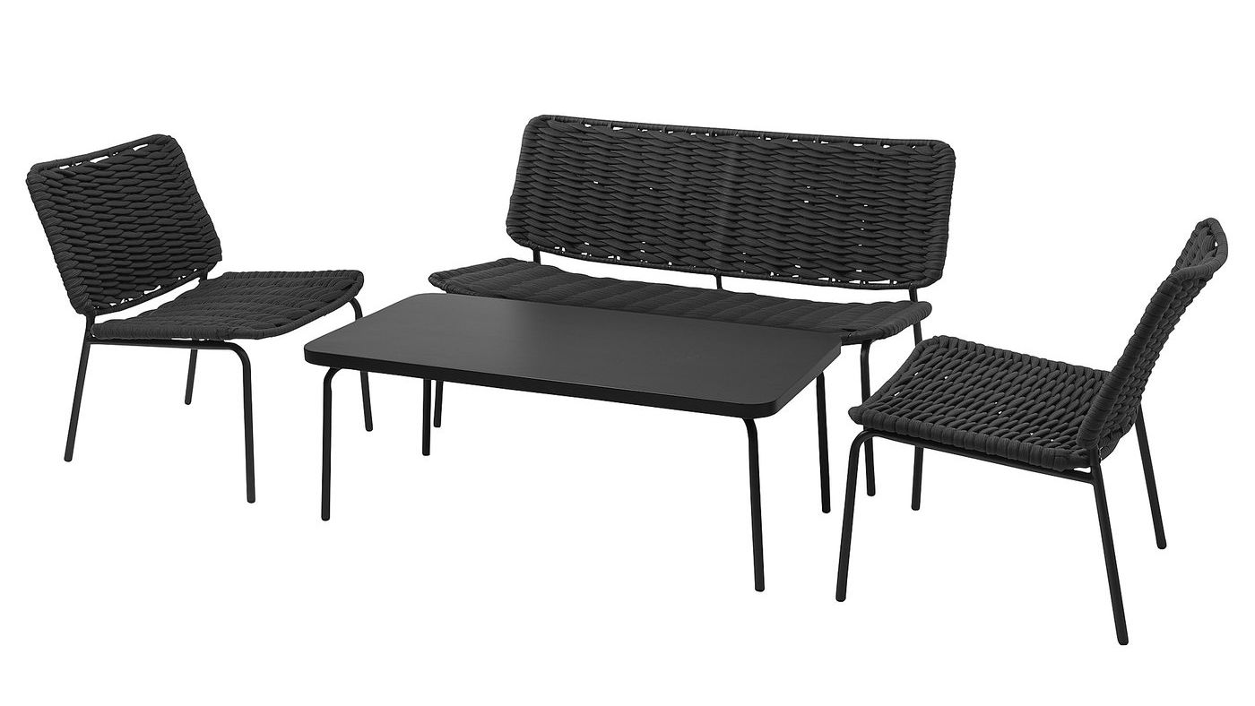 Tegel&amp;Ouml;n 4-Seat Conversation Set, Outdoor - Dark Grey/black
