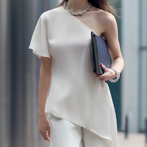 M&amp;amp;S, satin one-shoulder top]