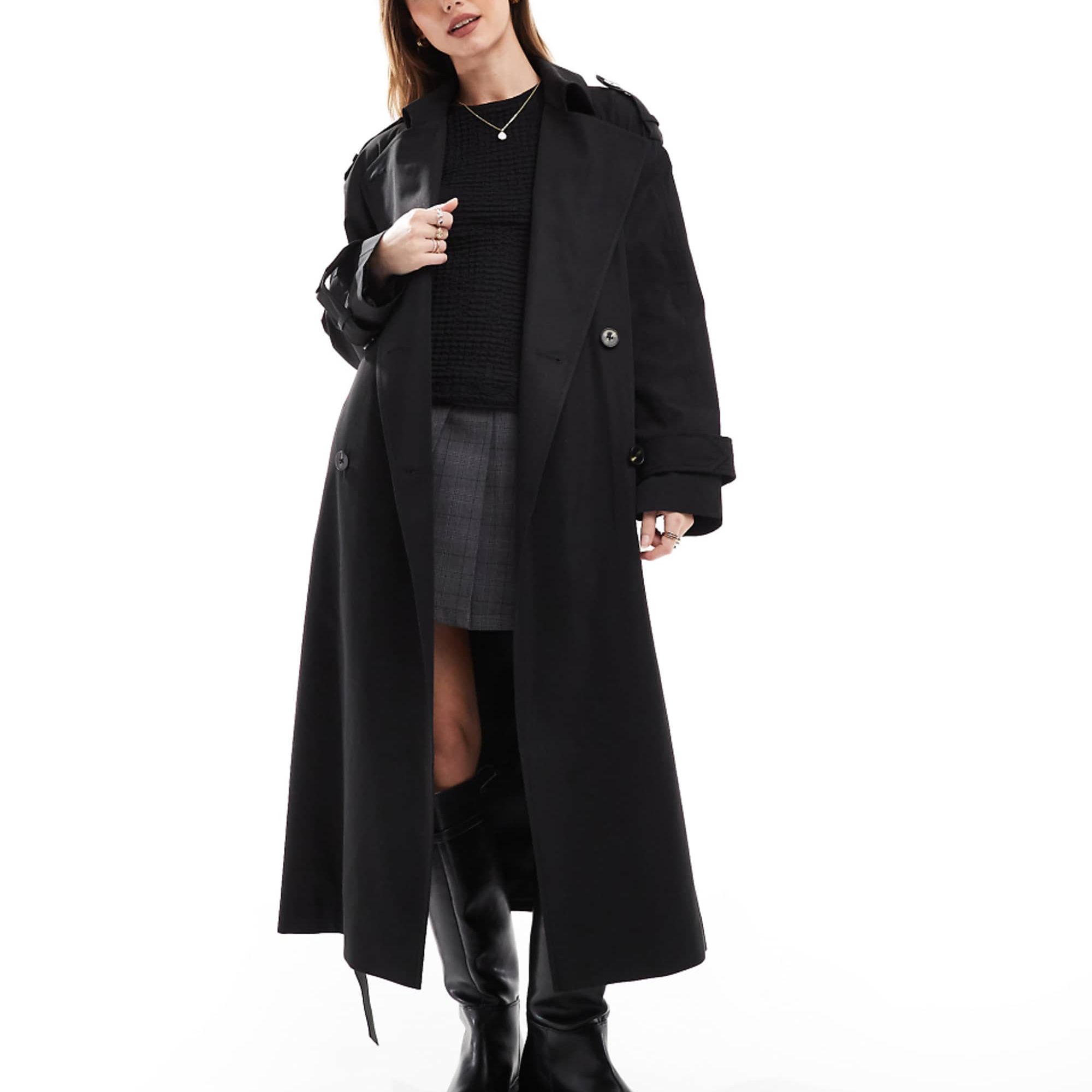 Asos Design Longline Trench Coat in Black