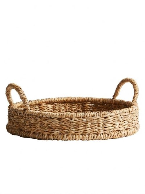 Round Straw Tray - Beige