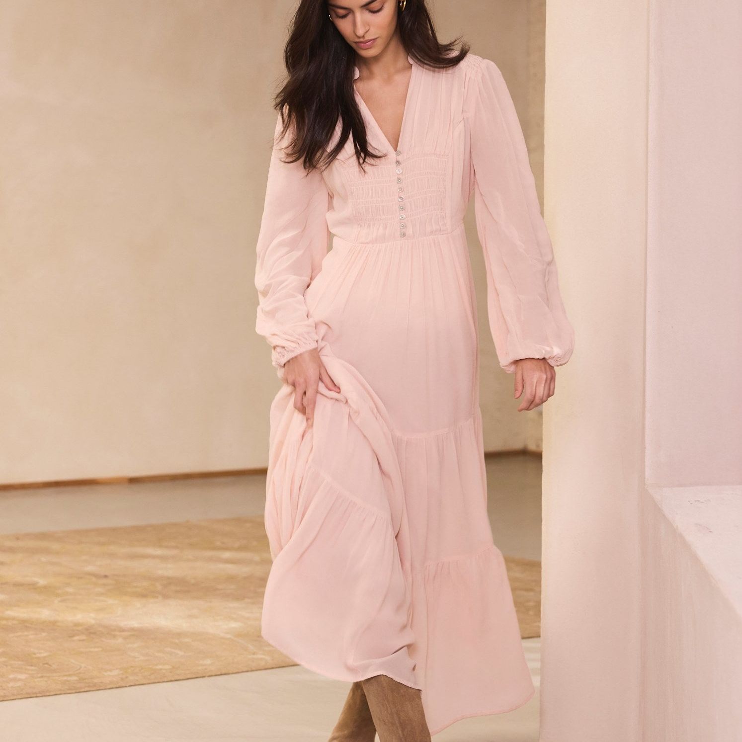 Pink Boho Maxi Dress