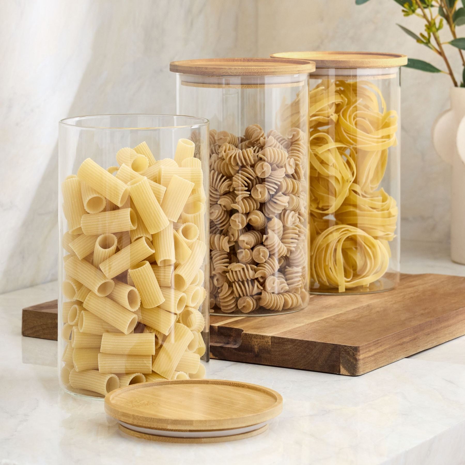 Set of 3 Clear Large Glass Storage Jars