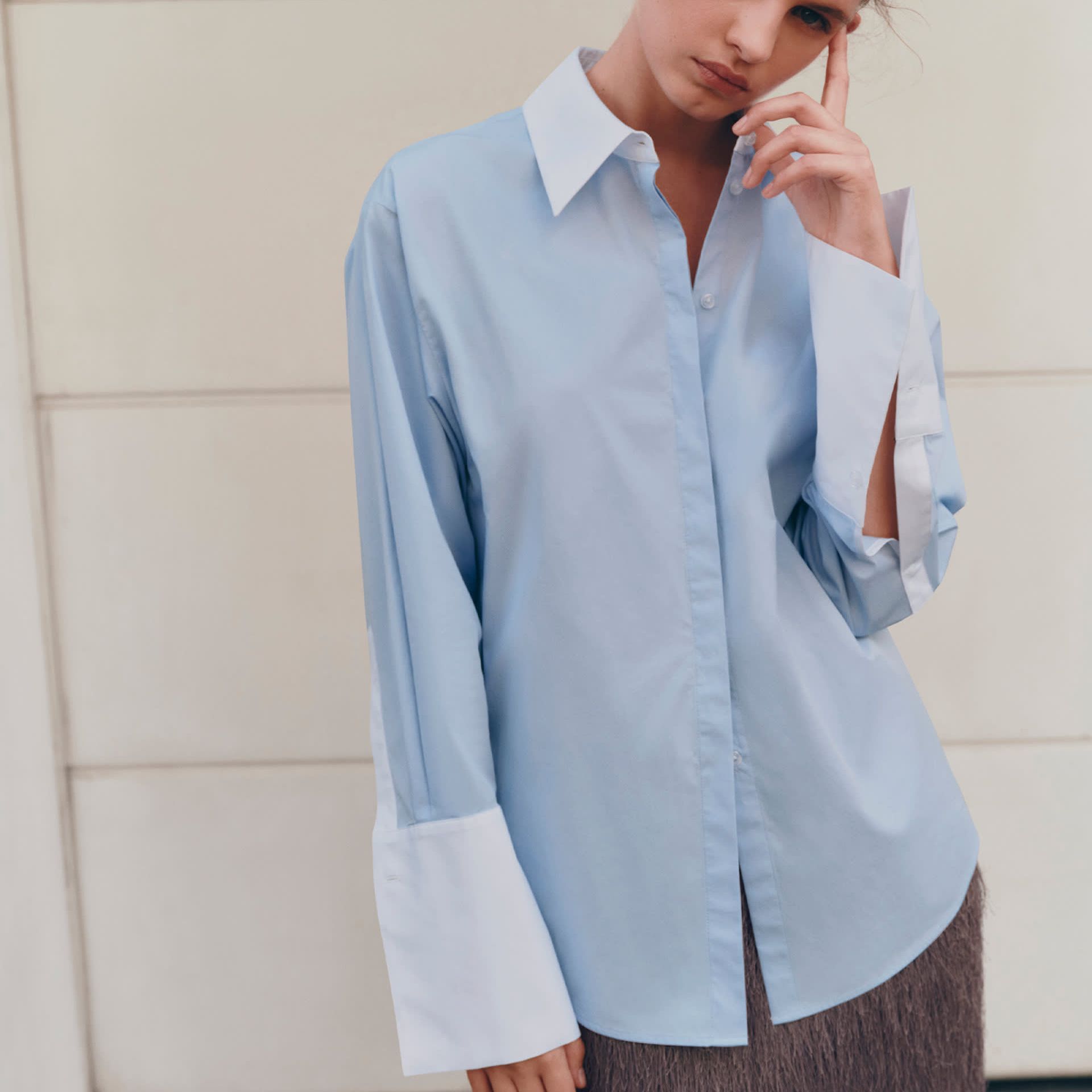 Pure Cotton Contrast Detail Oversized Shirt