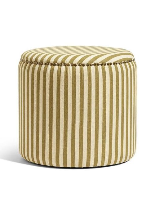 Costellini Stripe Linen Ottoman - Olive