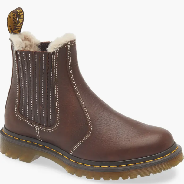 Dr Martens Chelsea boots with faux-fur lining
