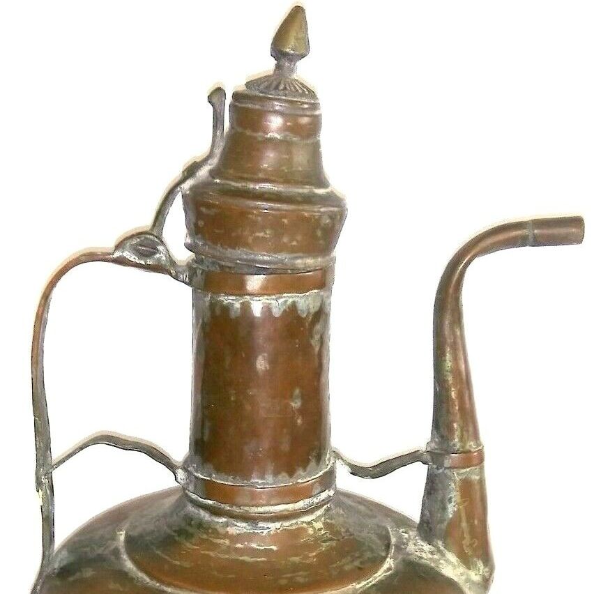 Antique Copper Vintage Handmade Middle Eastern Islamic Water Pitcher Jug