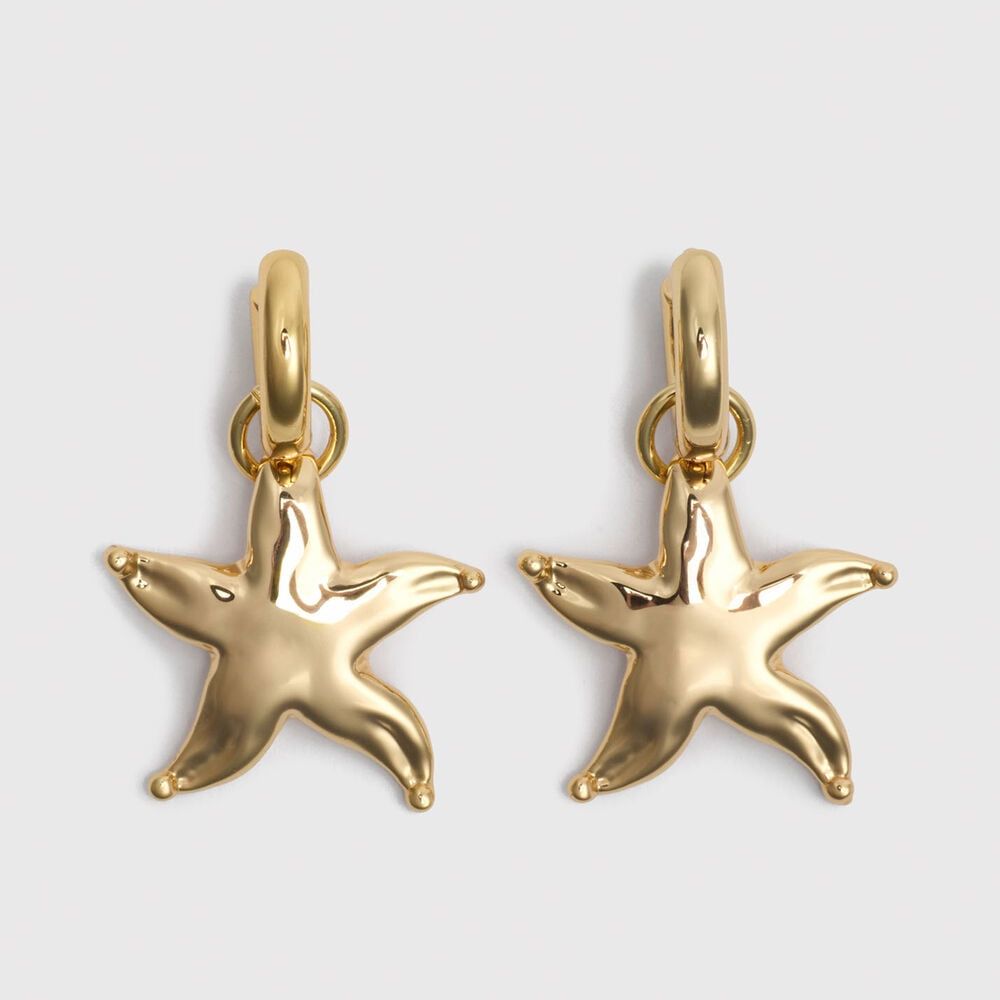 Gold Starfish Hoop Earring