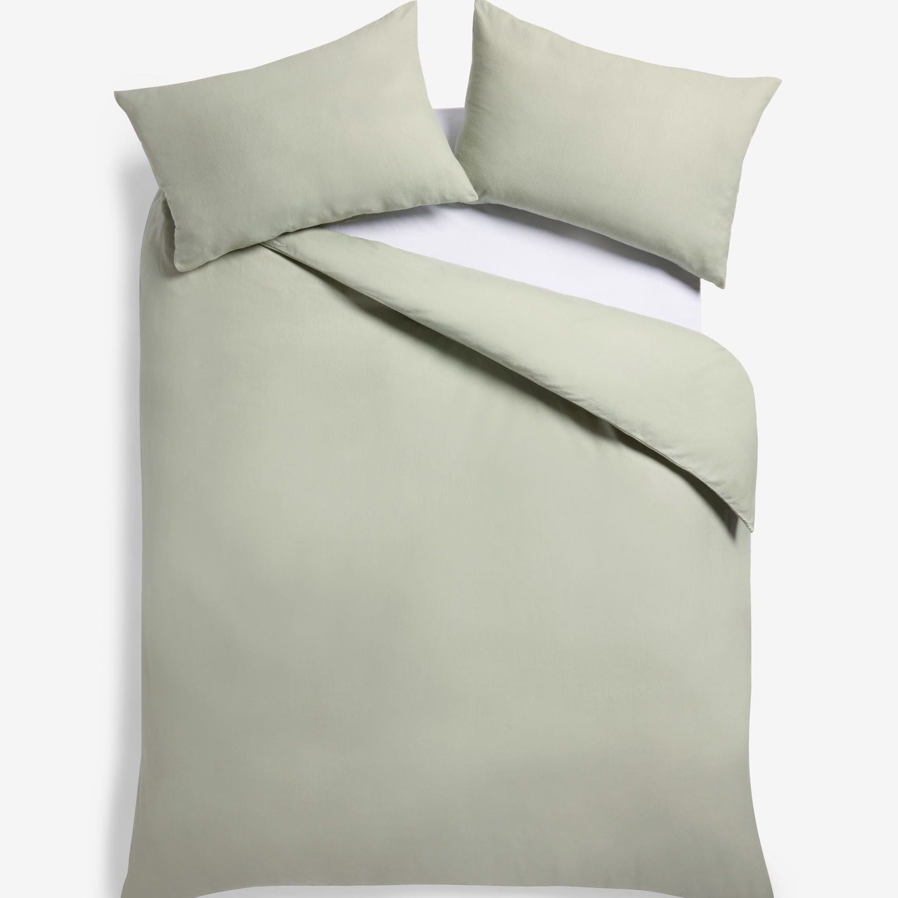 Sage Green Supersoft 100% Brushed Cotton Duvet Cover Plain and Pillowcase Set - Size Single