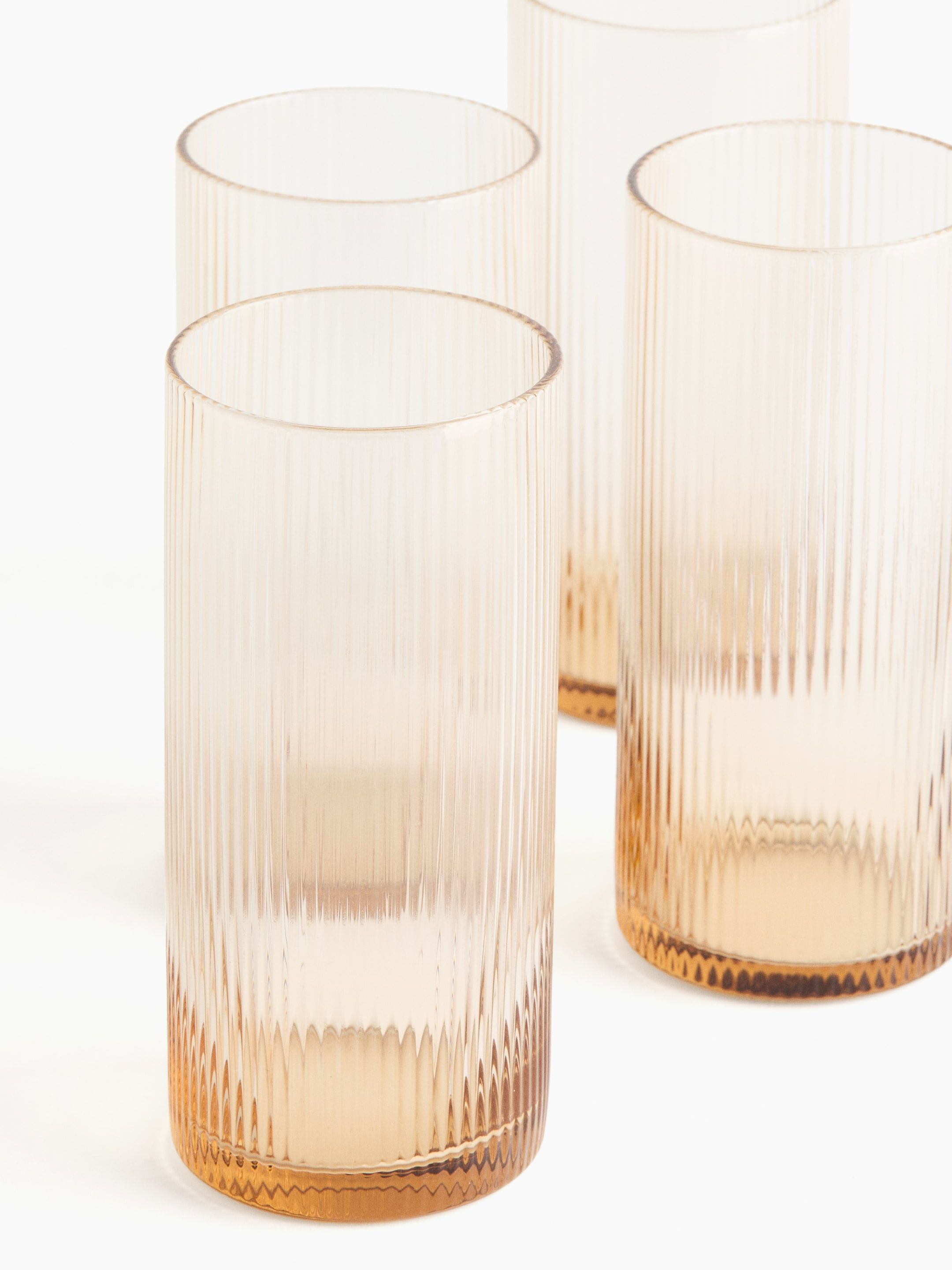 Fluted Highball Glasses, Set of 4