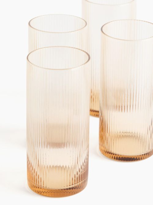Fluted Highball Glasses, Set of 4