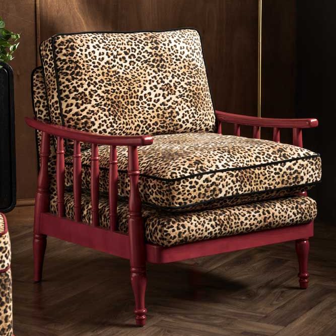 Rockett St George, Leopard Print &amp;amp; Red Rebel Spindle Armchair