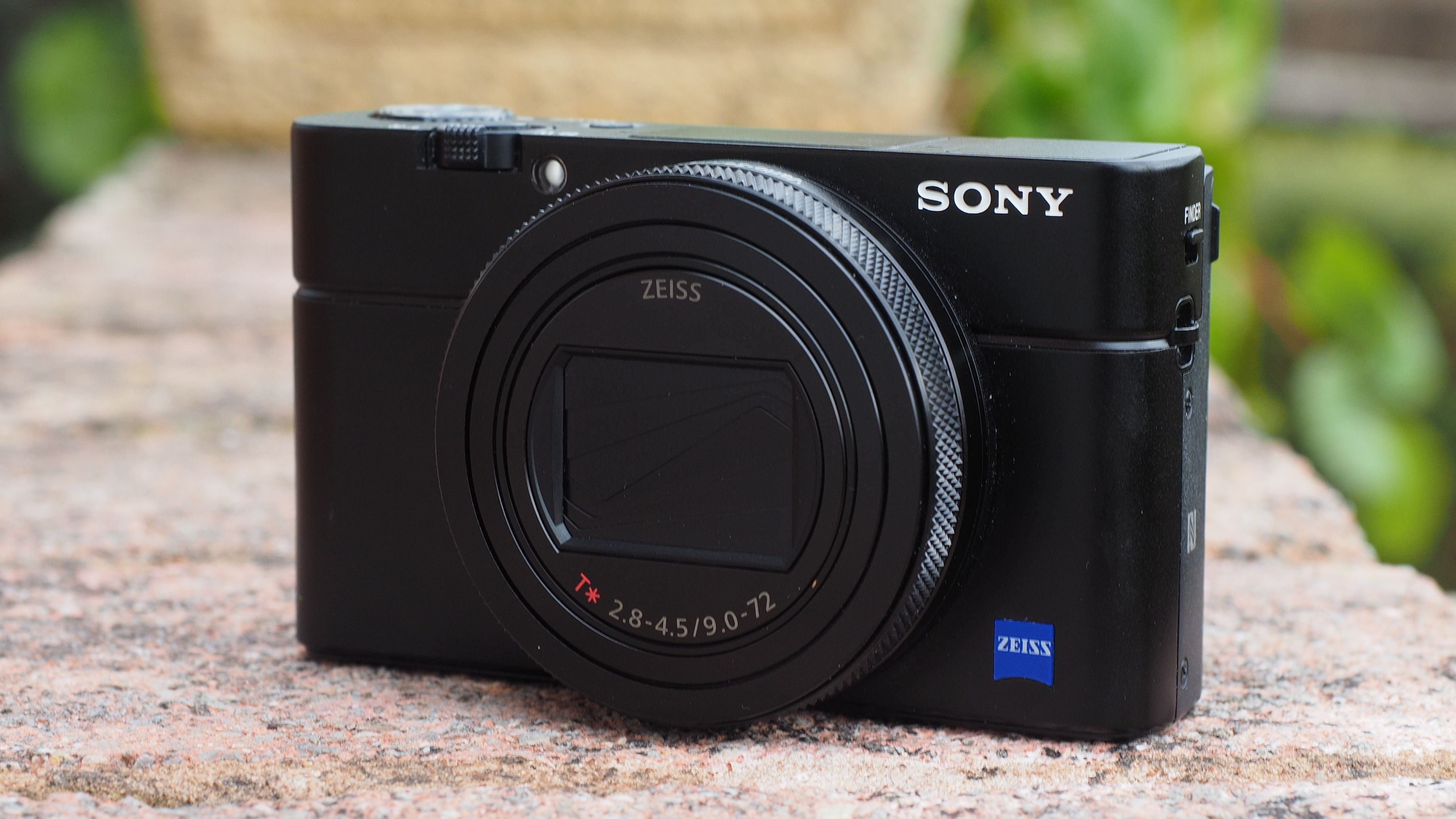 The Sony RX100 VII on a rock