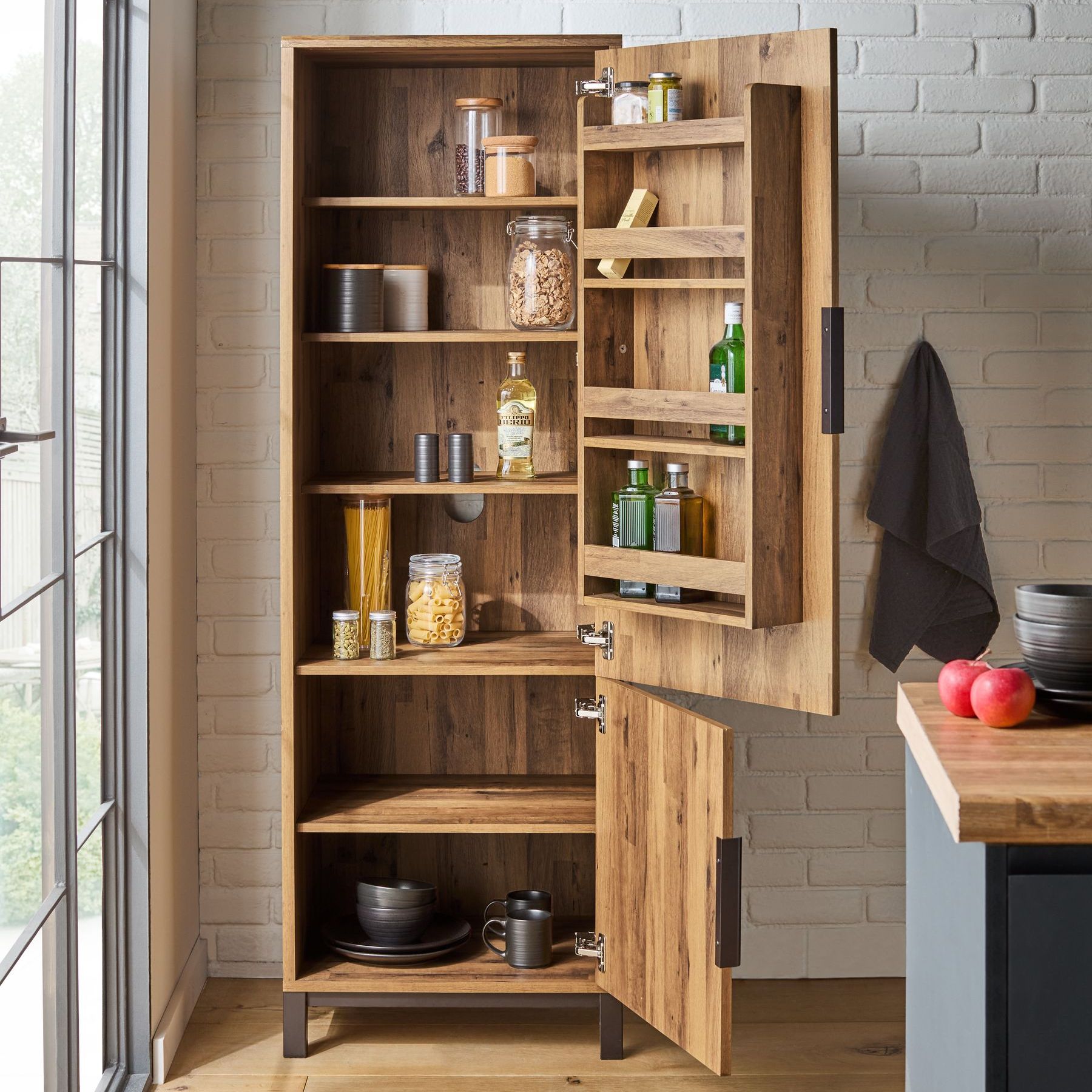 Dark Natural Bronx Kitchen Larder Cupboard