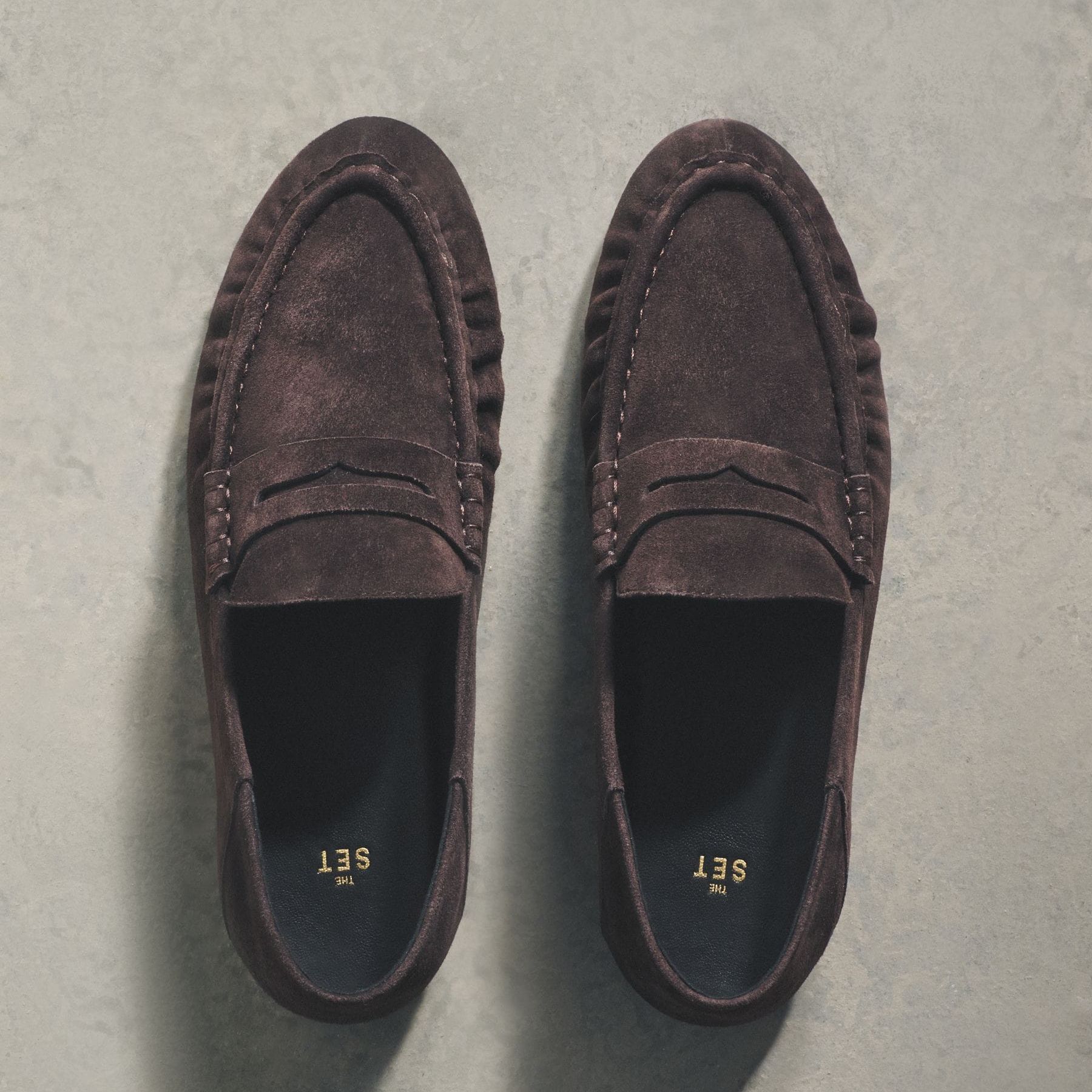 The Set Leather Suede Loafers Chocolate Brown