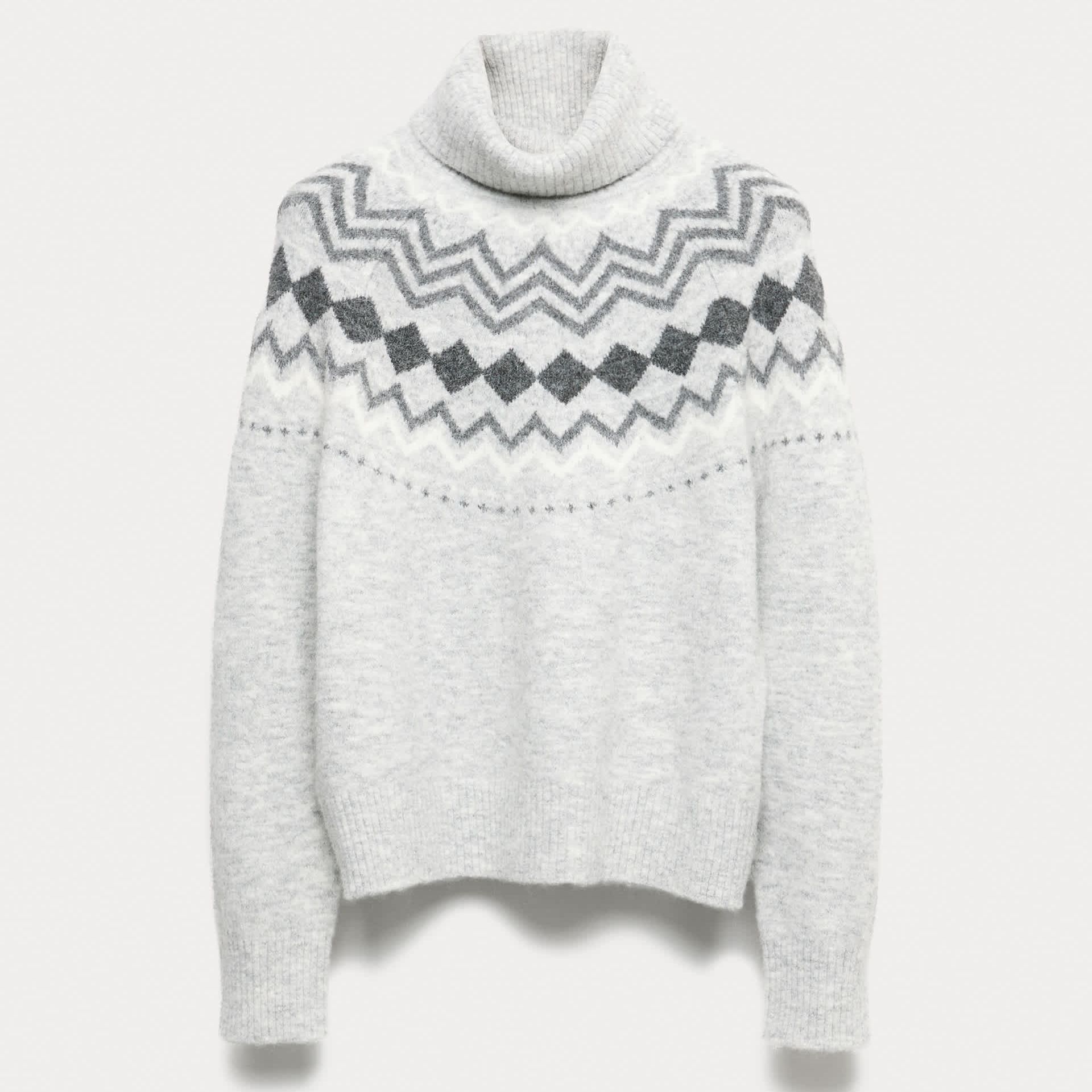 Fair Isle Roll Neck Jumper With Wool