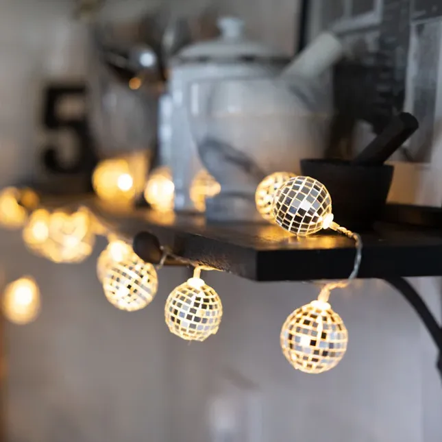 Rockett St George, Plug In/battery Powered Silver Disco Ball Fairy Lights - 4.4m