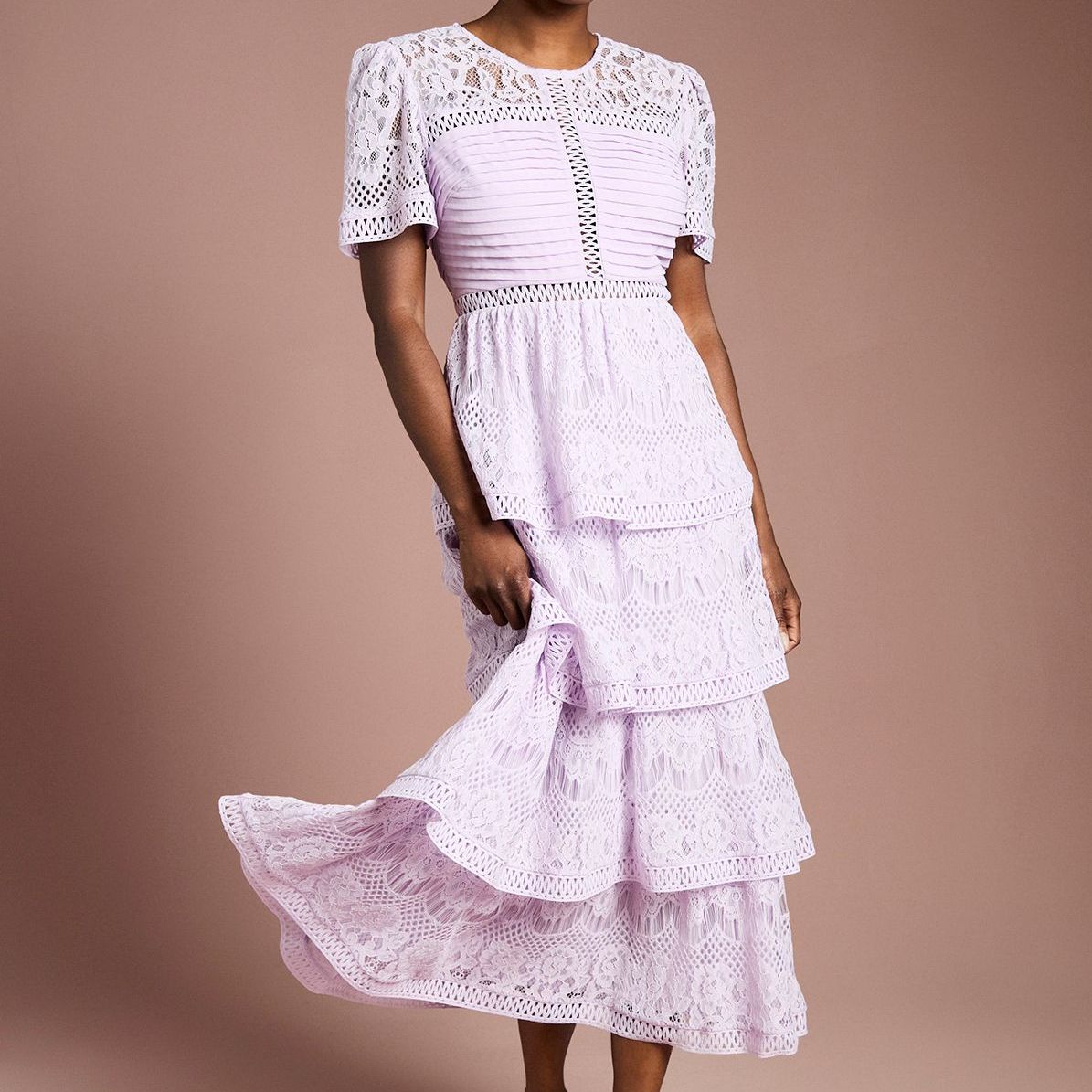 Tiered Lace Midi Dress