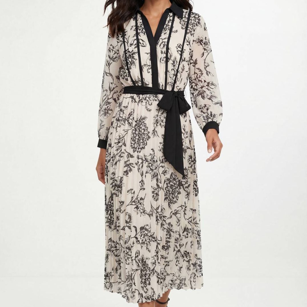 Wallis Ivory Floral Contrast Dress