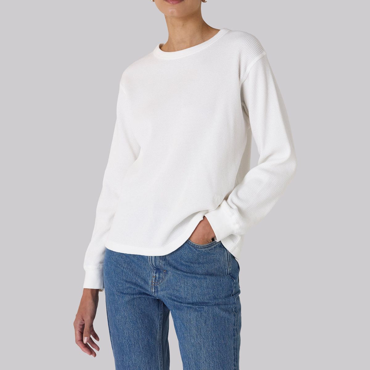 Bessette Top: Waffle Jersey, Off-White