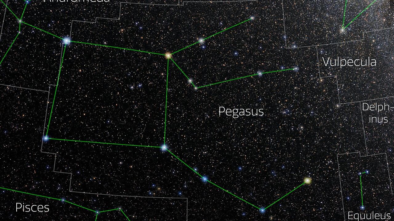 night sky map showing pegasus constellation in the night sky