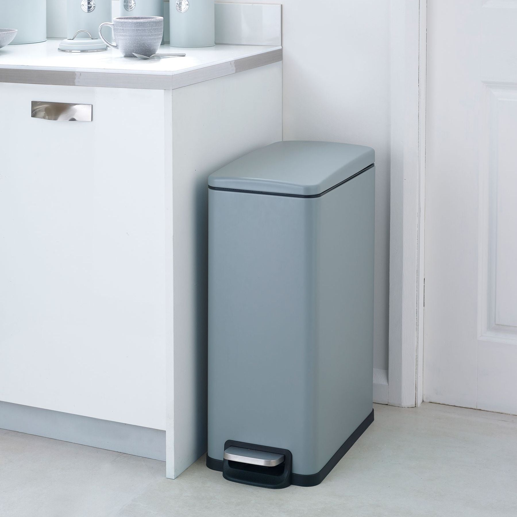 Grey 45l Slim Soft Close Pedal Bin