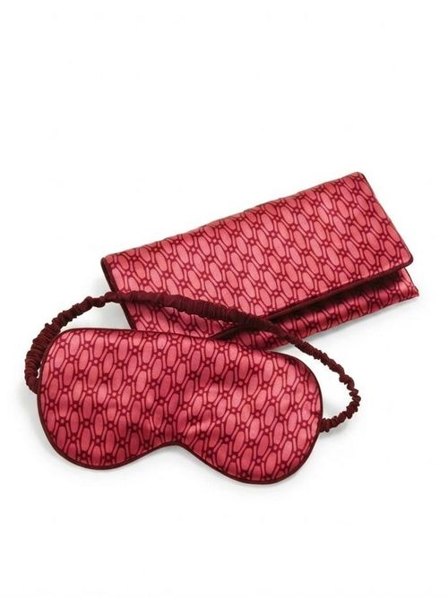 Audrey Dita Pink Geometric Eye Mask in Silk Satin