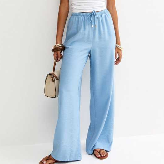 New Look, Light Blue Drawstring Wide Leg Trousers