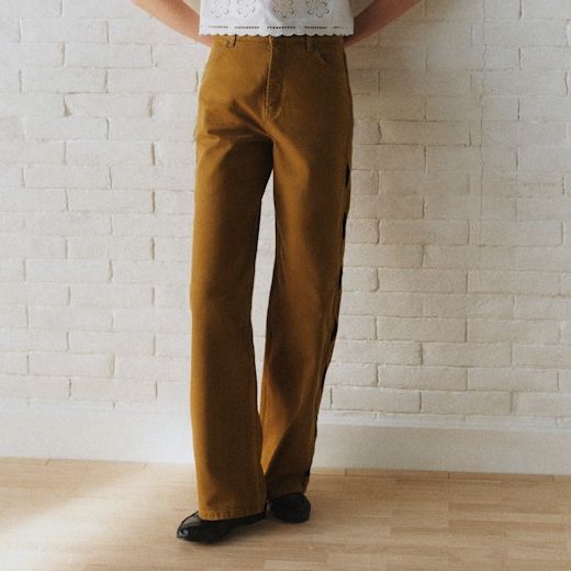 Valentin Trousers - S&amp;eacute;zane X Sea Ny - Golden Embroidery - Organic Cotton - Organic Textile - S&amp;eacute;zane