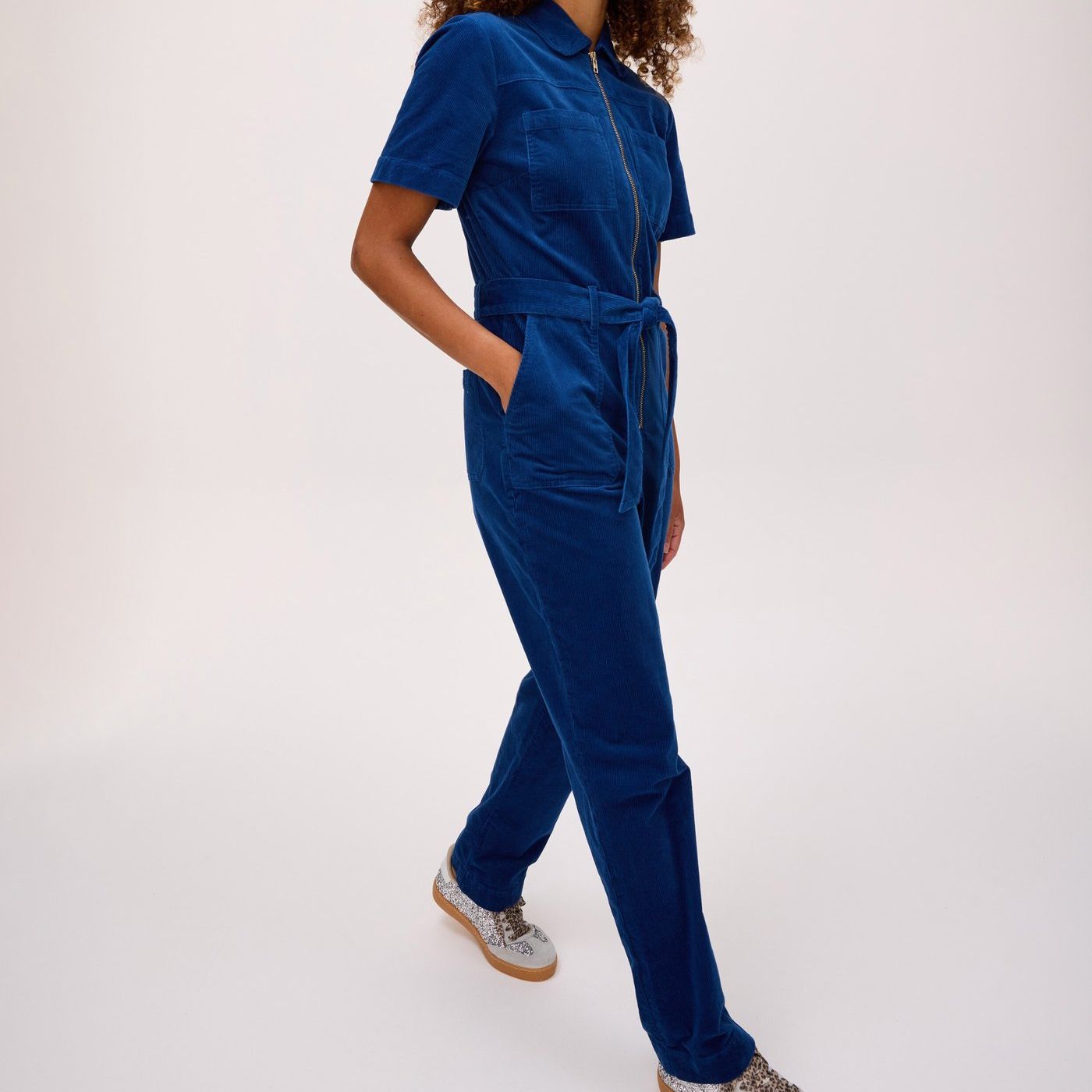 Oliver Bonas Blue Corduroy Jumpsuit