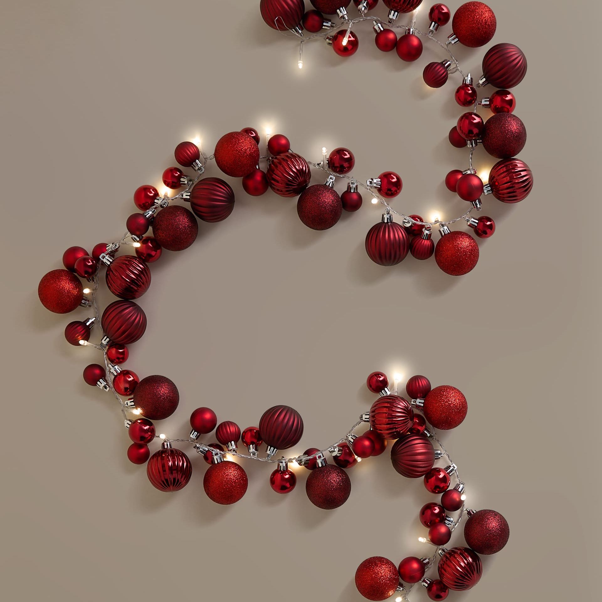 Light Up Silver Bauble Garland