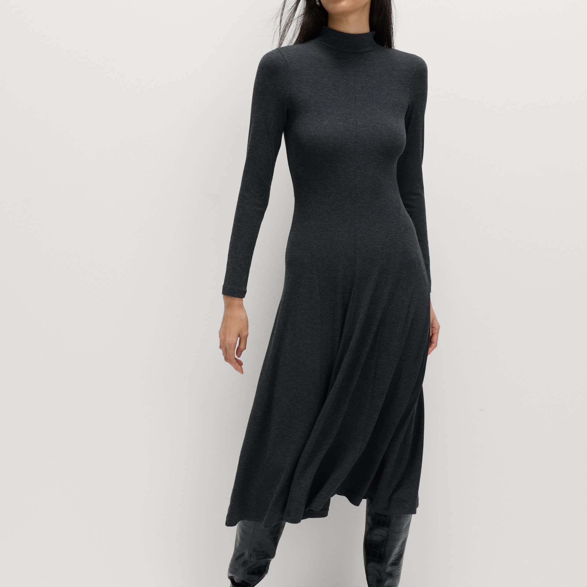 Jersey Ribbed Midi Column Dress