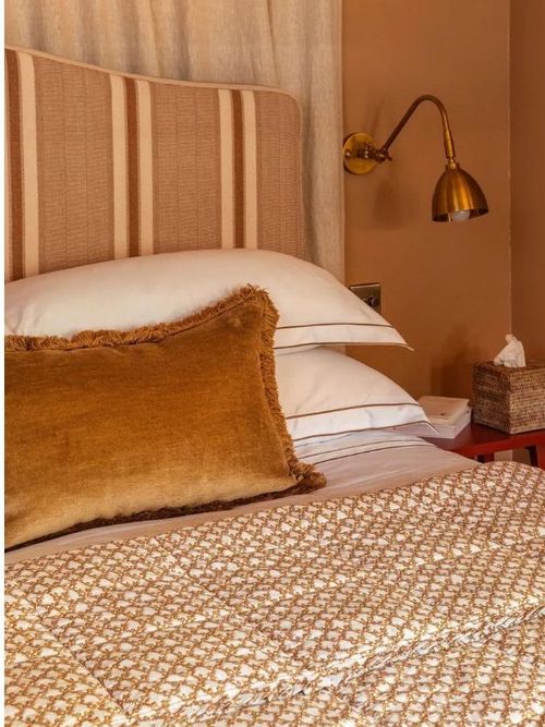 Clara Pleated Quilted Cotton Bedspread, Tobacco - Single