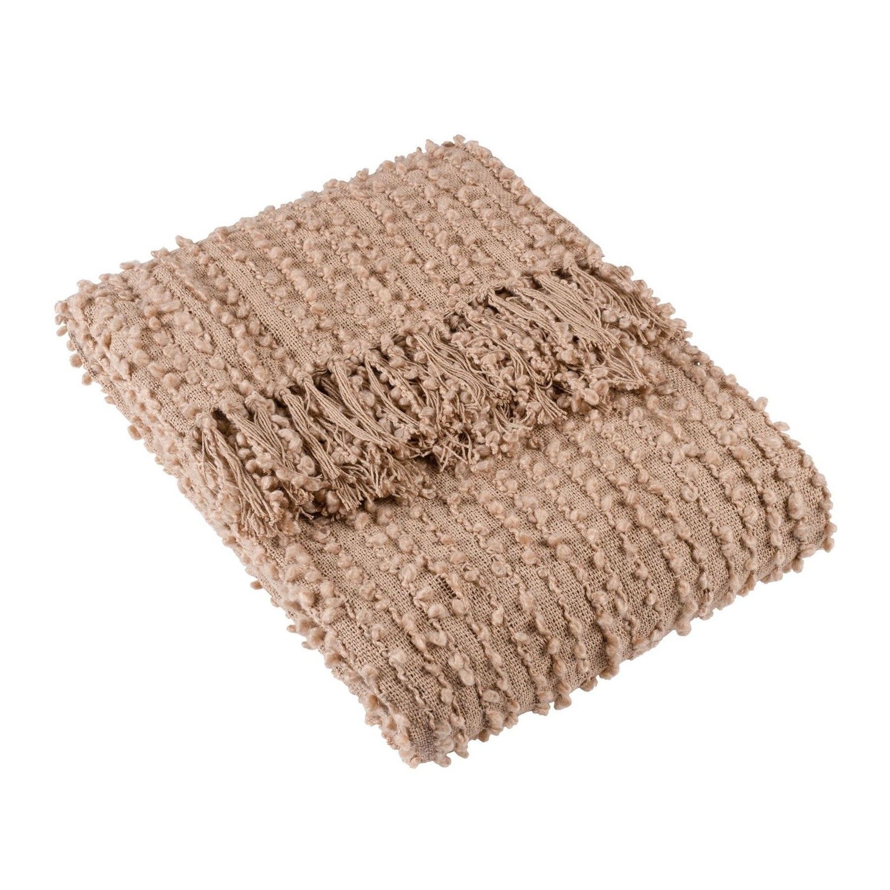 H&amp;Ouml;em Plaster Pink Avro Linear Boucle Yarn Fringed Throw
