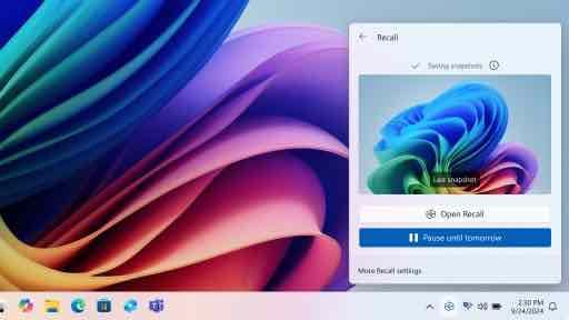 Windows 11 Recall, Snapshot Recorded