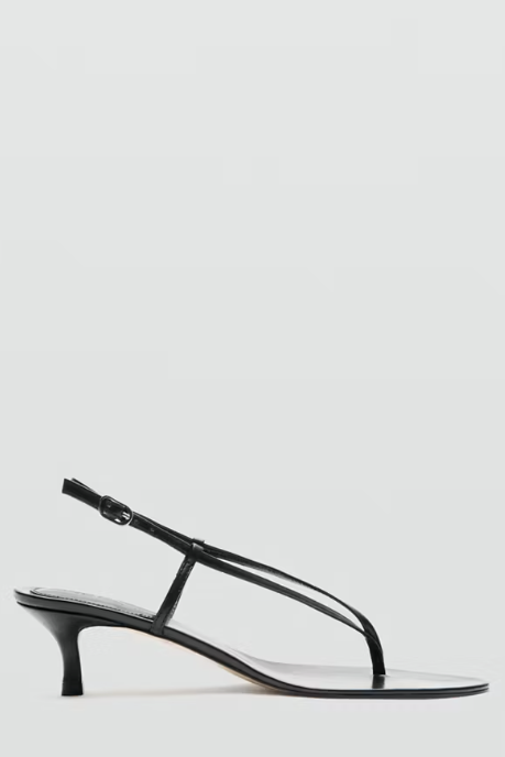 Mango, Heeled Leather Sandals With Straps